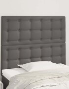 vidaXL Табла за легло сива 80x5x118/128 см изкуствена кожа