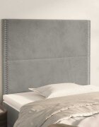 vidaXL Табла за легло светло сива 100x5x118/128 см кадифе