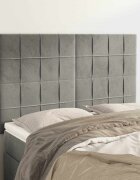 vidaXL Табла за легло светло сива 144x5x118/128 см кадифе
