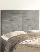 vidaXL Табла за легло светло сива 144x5x118/128 см кадифе