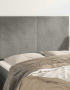 vidaXL Табла за легло светло сива 144x5x118/128 см кадифе