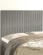 vidaXL Табла за легло светло сива 144x5x118/128 см кадифе
