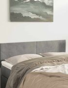 vidaXL Табла за легло светло сива 144x5x78/88 см кадифе