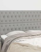 vidaXL Табла за легло светло сива 144x7x118/128 см плат