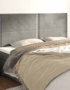 vidaXL Табла за легло светло сива 200x5x118/128 см кадифе