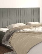 vidaXL Табла за легло светло сива 200x5x118/128 см кадифе