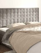 vidaXL Табла за легло светло сива 200x5x118/128 см кадифе
