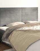vidaXL Табла за легло светло сива 200x5x118/128 см кадифе