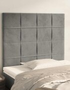 vidaXL Табла за легло светло сива 90x5x118/128 см кадифе