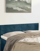 vidaXL Табла за легло тъмносиня 144x5x78/88 см кадифе