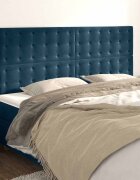 vidaXL Табла за легло тъмносиня 180x5x118/128 см кадифе