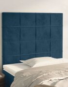 vidaXL Табла за легло тъмносиня 80x5x118/128 см кадифе