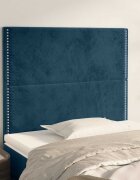 vidaXL Табла за легло тъмносиня 80x5x118/128 см кадифе