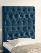 vidaXL Табла за легло тъмносиня 80x7x118/128 см кадифе