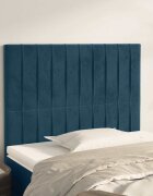 vidaXL Табла за легло тъмносиня 90x5x118/128 см кадифе