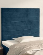 vidaXL Табла за легло тъмносиня 90x5x118/128 см кадифе