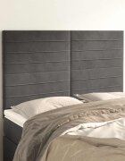 vidaXL Табла за легло тъмносива 144x5x118/128 см кадифе