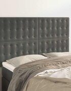 vidaXL Табла за легло тъмносива 144x5x118/128 см кадифе