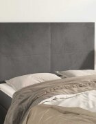vidaXL Табла за легло тъмносива 144x5x118/128 см кадифе