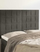 vidaXL Табла за легло тъмносива 144x5x118/128 см кадифе