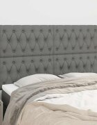 vidaXL Табла за легло тъмносива 144x5x118/128 см плат