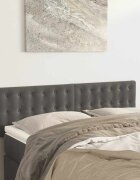 vidaXL Табла за легло тъмносива 144x5x78/88 см кадифе