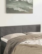 vidaXL Табла за легло тъмносива 144x5x78/88 см кадифе