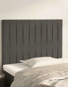 vidaXL Табла за легло тъмносива 90x5x118/128 см кадифе