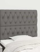 vidaXL Табла за легло тъмносива 90x7x118/128 см плат