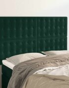 vidaXL Табла за легло тъмнозелена 144x5x118/128 см кадифе