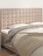 vidaXL Табла за легло цвят капучино 160x5x118/128 см изкуствена кожа