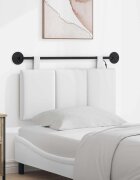vidaXL Табла за легло висяща С LED осветление Бяло Текстил