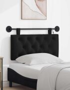 vidaXL Табла за легло висяща С LED осветление Черно Текстил