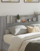 vidaXL Табла за съхранение с LED Сив Сонома Инженерна дървесина