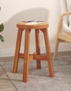vidaXL Табуретка кафява 38x38x45 см кръгла масивно дърво акация
