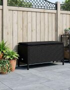 vidaXL Табуретка за градина Черно 80 x 38 x 45 cm ПЕ ратан