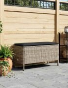 vidaXL Табуретка за градина Сив и тъмен сив 80 x 38 x 45 cm ПЕ ратан