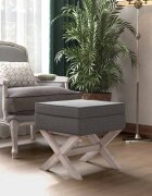 vidaXL Табуретка за съхранение тъмносива 45x45x49 см плат
