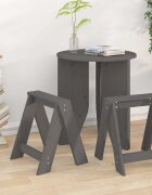 vidaXL Табуретки 2 бр сиви 40x40x45 см борово дърво масив