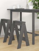 vidaXL Табуретки 2 бр сиви 40x40x60 см борово дърво масив