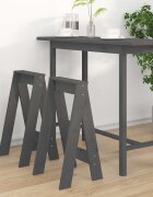 vidaXL Табуретки 2 бр сиви 40x40x75 см борово дърво масив