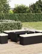 vidaXL Табуретки с възглавници 2 бр черни 40x30x40 см полиратан