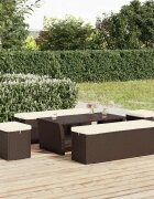 vidaXL Табуретки с възглавници 2 бр кафяви 40x30x40 см полиратан