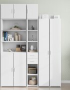 vidaXL Тънък шкаф за съхранение бял 30x425x225 см инженерно дърво