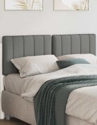 vidaXL Тапицирана табла Бяло и светло сиво 120 cm Солидно борово дърво