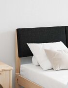 vidaXL Тапицирана табла Черно 120 cm Солидно борово дърво
