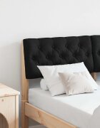 vidaXL Тапицирана табла Черно 120 cm Солидно борово дърво