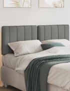 vidaXL Тапицирана табла Кафяв и светло сив 120 cm Солидно борово дърво