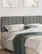 vidaXL Тапицирана табла Кафяв и светло сив 140 cm Солидно борово дърво