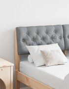 vidaXL Тапицирана табла Светлосиво 120 cm Солидно борово дърво